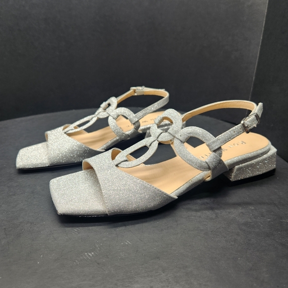 Ron White Dress Sandals 7 Silver Glitter Beverly Wedding Made Italy New $495 - Picture 2 of 15